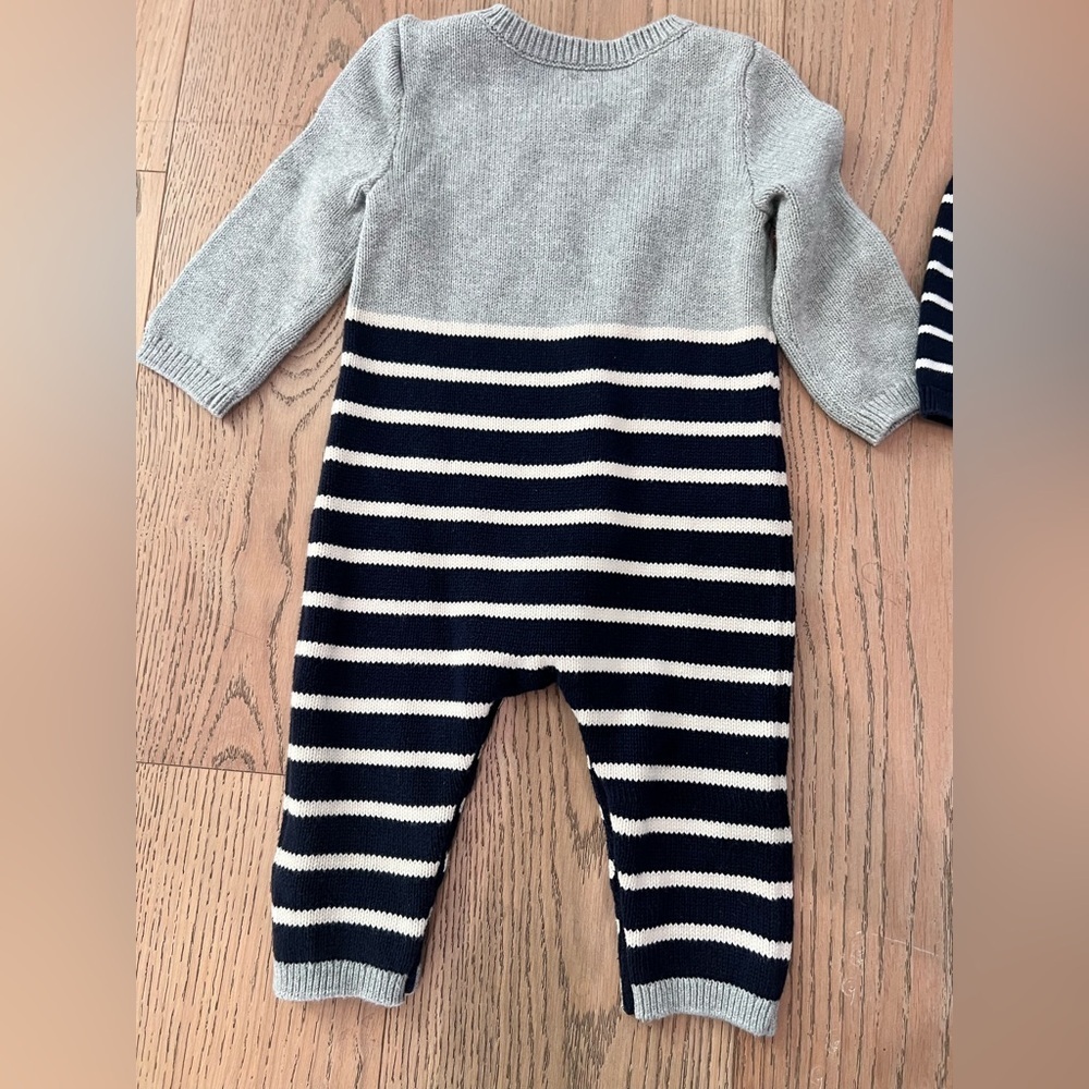 GAP Gray and Navy Striped Kids One Pieces - Picture 7 of 10